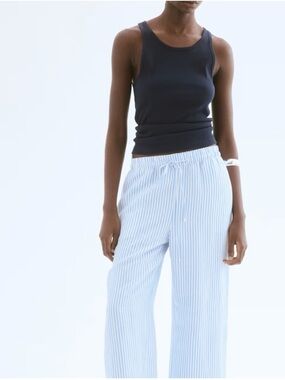 H&M Blue and White Striped Casual Pants